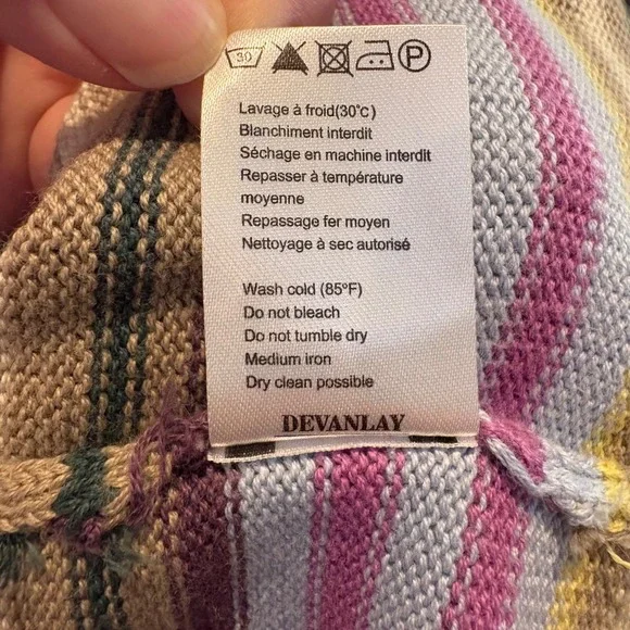 Lacoste 100% Cotton Striped 1/4 Quarter Zip Sweater Men XXL (7) Pastel Y2K Prep - Picture 11 of 12